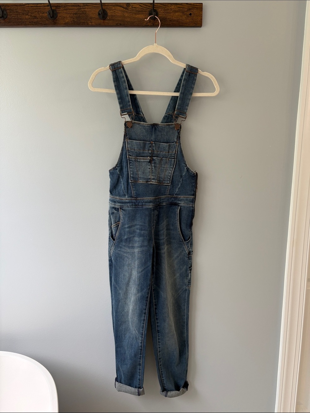Classic Denim Overalls in Medium Blue